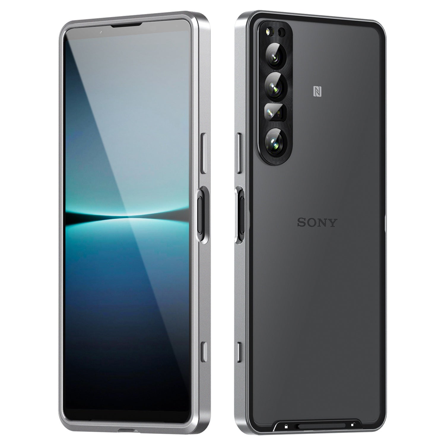For Sony Xperia 1 IV 5G Aluminium Alloy Frame+TPU Anti-scratch Phone Back Cover Anti-drop Detachable 2-in-1 Matte Phone Case with Lens Cover+Lens Film