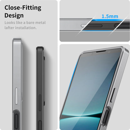 For Sony Xperia 1 IV 5G Aluminium Alloy Frame+TPU Anti-scratch Phone Back Cover Anti-drop Detachable 2-in-1 Matte Phone Case with Lens Cover+Lens Film