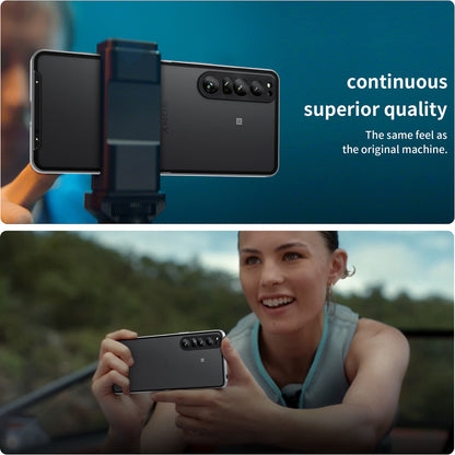 For Sony Xperia 1 IV 5G Aluminium Alloy Frame+TPU Anti-scratch Phone Back Cover Anti-drop Detachable 2-in-1 Matte Phone Case with Lens Cover+Lens Film