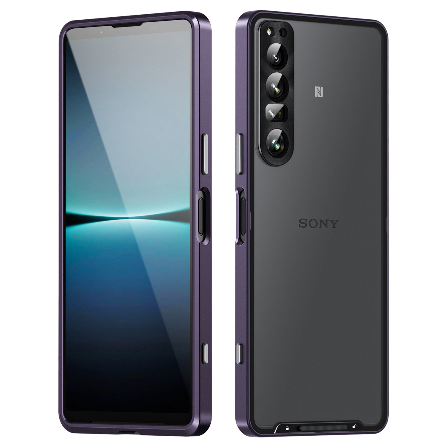 For Sony Xperia 1 IV 5G Aluminium Alloy Frame+TPU Anti-scratch Phone Back Cover Anti-drop Detachable 2-in-1 Matte Phone Case with Lens Cover+Lens Film