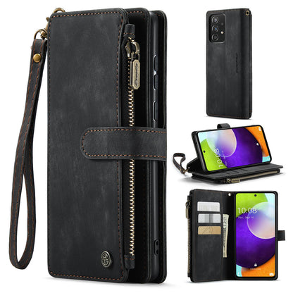 CASEME C30 Series for Samsung Galaxy A52 4G / 5G / 52s 5G PU Leather Stand Wallet Phone Case with Multiple Card Slots and Zipper Pocket