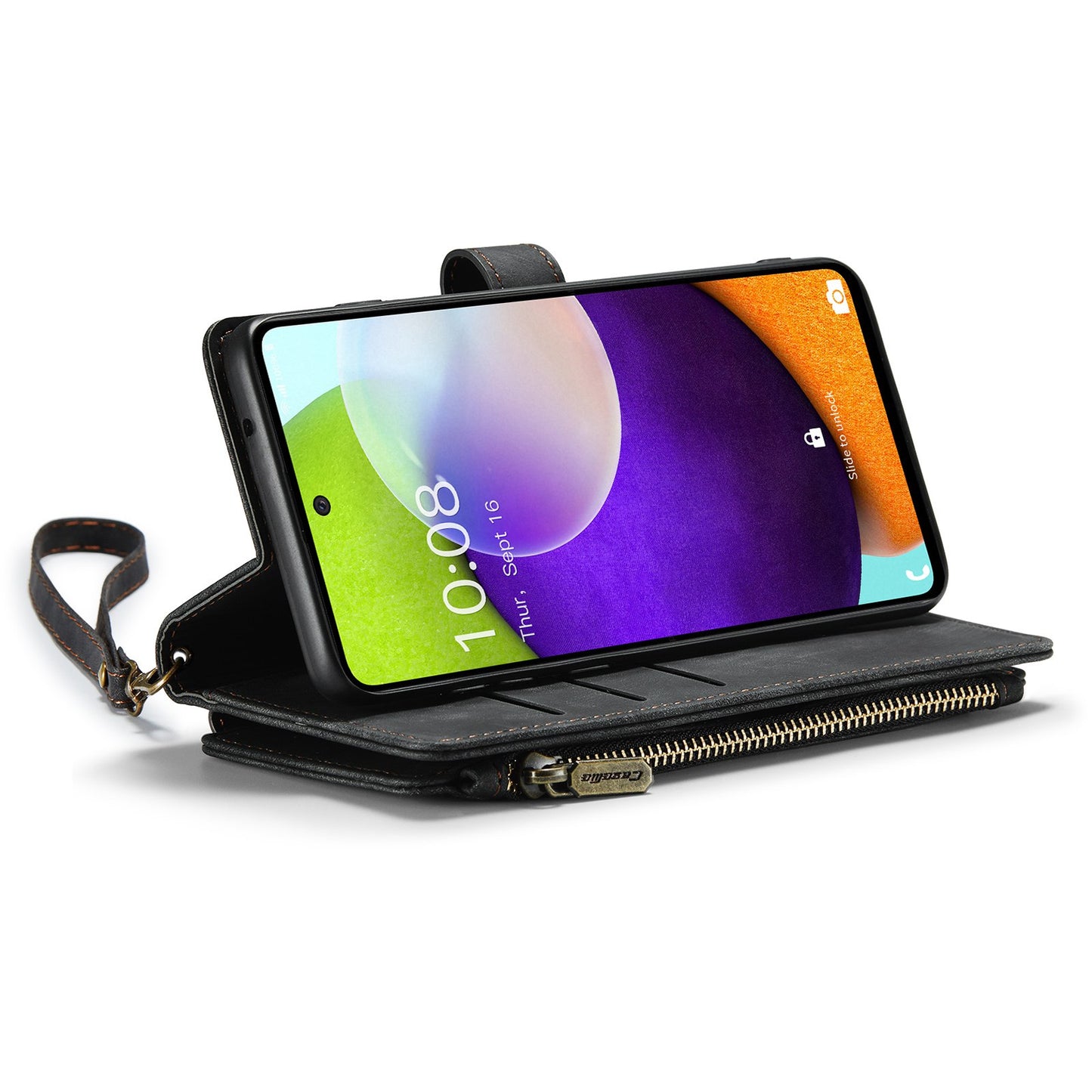CASEME C30 Series for Samsung Galaxy A52 4G / 5G / 52s 5G PU Leather Stand Wallet Phone Case with Multiple Card Slots and Zipper Pocket