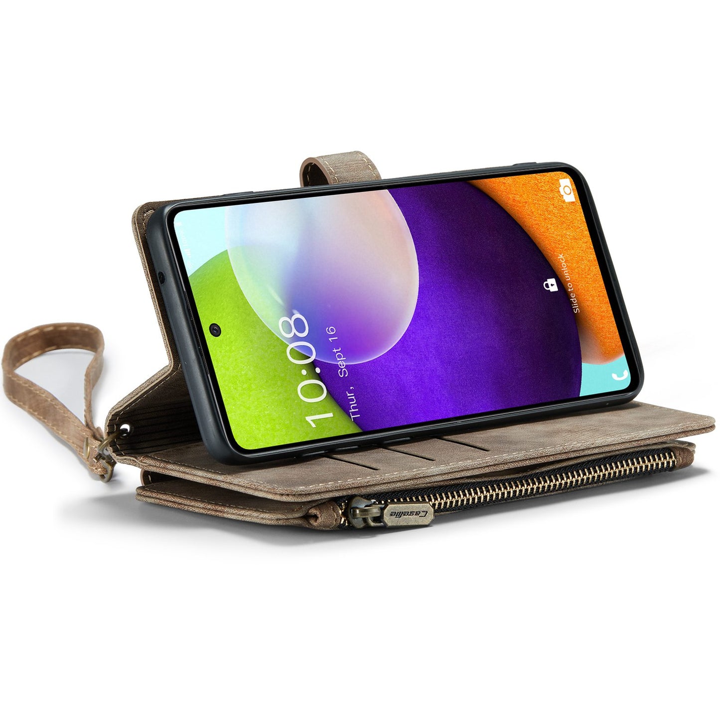CASEME C30 Series for Samsung Galaxy A52 4G / 5G / 52s 5G PU Leather Stand Wallet Phone Case with Multiple Card Slots and Zipper Pocket