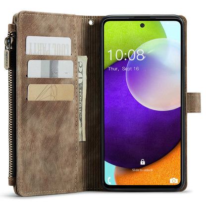 CASEME C30 Series for Samsung Galaxy A52 4G / 5G / 52s 5G PU Leather Stand Wallet Phone Case with Multiple Card Slots and Zipper Pocket