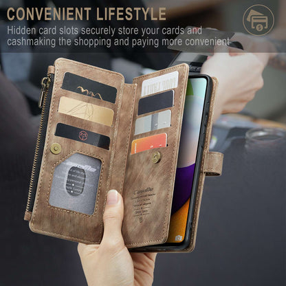 CASEME C30 Series for Samsung Galaxy A52 4G / 5G / 52s 5G PU Leather Stand Wallet Phone Case with Multiple Card Slots and Zipper Pocket