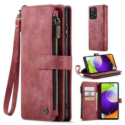CASEME C30 Series for Samsung Galaxy A52 4G / 5G / 52s 5G PU Leather Stand Wallet Phone Case with Multiple Card Slots and Zipper Pocket