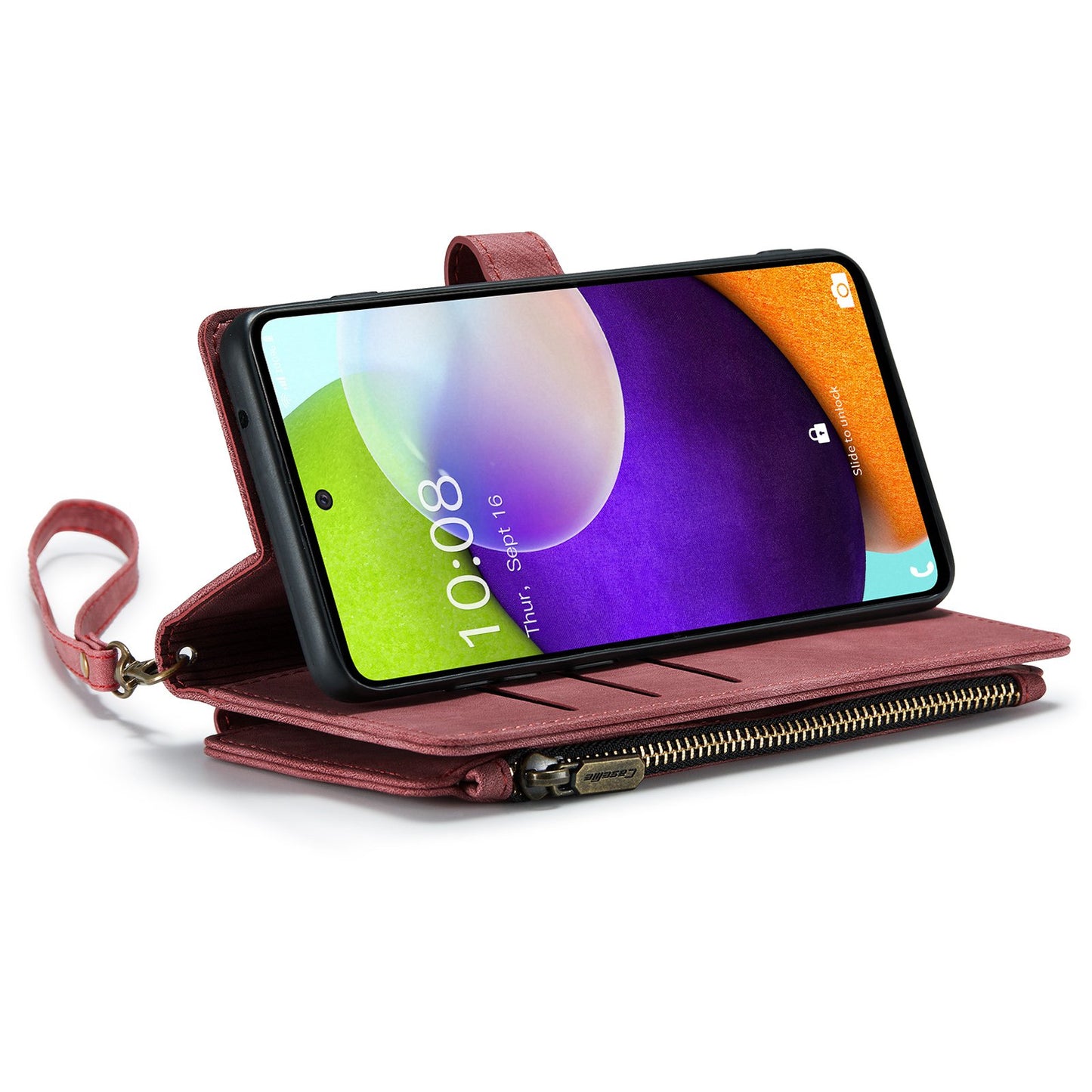 CASEME C30 Series for Samsung Galaxy A52 4G / 5G / 52s 5G PU Leather Stand Wallet Phone Case with Multiple Card Slots and Zipper Pocket