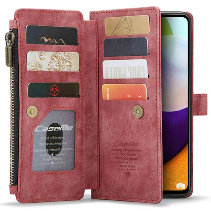 CASEME C30 Series for Samsung Galaxy A52 4G / 5G / 52s 5G PU Leather Stand Wallet Phone Case with Multiple Card Slots and Zipper Pocket