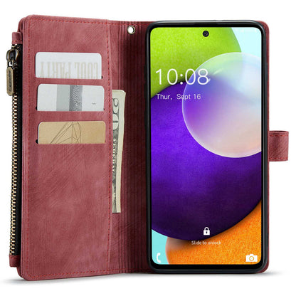 CASEME C30 Series for Samsung Galaxy A52 4G / 5G / 52s 5G PU Leather Stand Wallet Phone Case with Multiple Card Slots and Zipper Pocket
