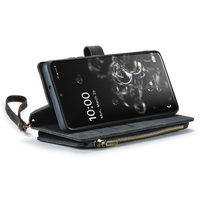 CASEME C30 Series Phone Wallet Case for Samsung Galaxy S20 Ultra 4G / 5G, Shockproof PU Leathe Zipper Pocket Mobile Phone Shell with Strap Card Holder