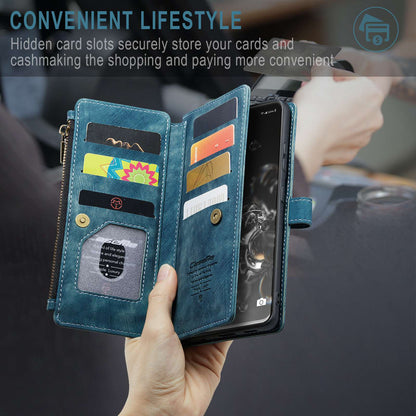 CASEME C30 Series Phone Wallet Case for Samsung Galaxy S20 Ultra 4G / 5G, Shockproof PU Leathe Zipper Pocket Mobile Phone Shell with Strap Card Holder