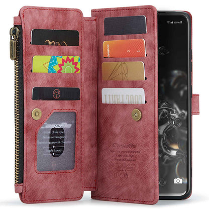CASEME C30 Series Phone Wallet Case for Samsung Galaxy S20 Ultra 4G / 5G, Shockproof PU Leathe Zipper Pocket Mobile Phone Shell with Strap Card Holder