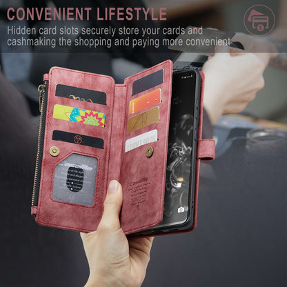 CASEME C30 Series Phone Wallet Case for Samsung Galaxy S20 Ultra 4G / 5G, Shockproof PU Leathe Zipper Pocket Mobile Phone Shell with Strap Card Holder
