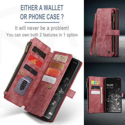 CASEME C30 Series Phone Wallet Case for Samsung Galaxy S20 Ultra 4G / 5G, Shockproof PU Leathe Zipper Pocket Mobile Phone Shell with Strap Card Holder