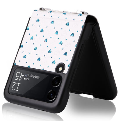 For Samsung Galaxy Z Flip3 5G PU Leather Coated PC Case Multiple Heart Shapes One-piece Phone Cover with Shoulder Strap