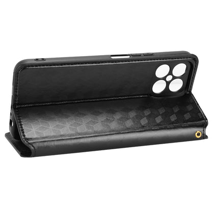 For Honor X8 / X30i Magnetic Auto-absorbed PU Leather Case Imprinting Rhombus Pattern Phone Wallet Stand Cover