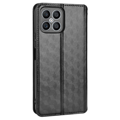 For Honor X8 / X30i Magnetic Auto-absorbed PU Leather Case Imprinting Rhombus Pattern Phone Wallet Stand Cover
