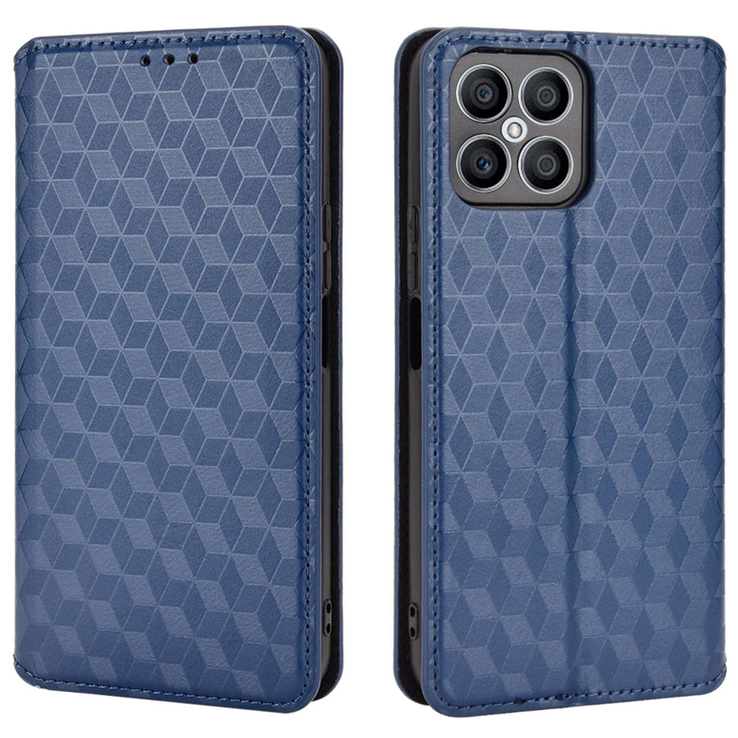 For Honor X8 / X30i Magnetic Auto-absorbed PU Leather Case Imprinting Rhombus Pattern Phone Wallet Stand Cover