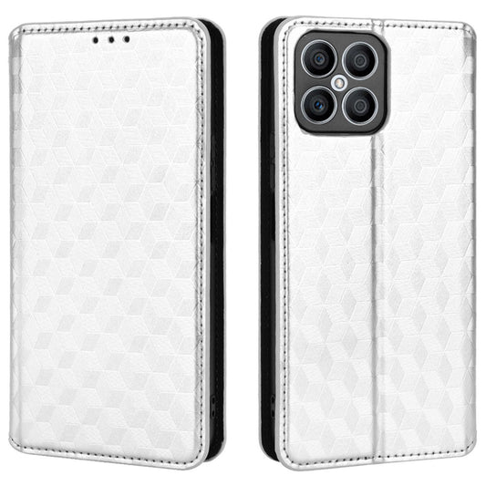 For Honor X8 / X30i Magnetic Auto-absorbed PU Leather Case Imprinting Rhombus Pattern Phone Wallet Stand Cover
