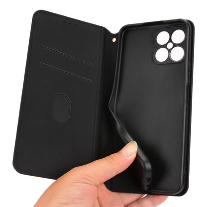 For Honor X8 / X30i Magnetic Auto-absorbed PU Leather Case Imprinting Rhombus Pattern Phone Wallet Stand Cover