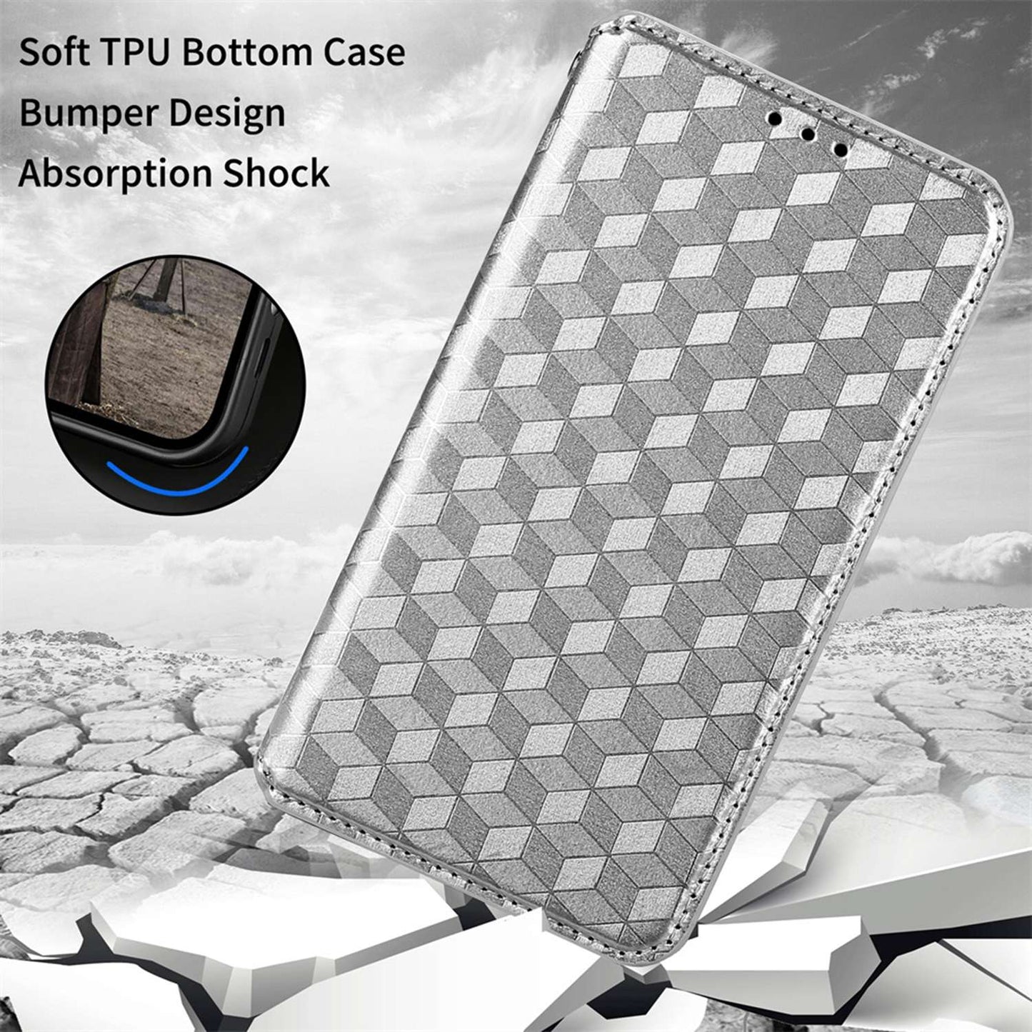 For Honor X8 / X30i Magnetic Auto-absorbed PU Leather Case Imprinting Rhombus Pattern Phone Wallet Stand Cover