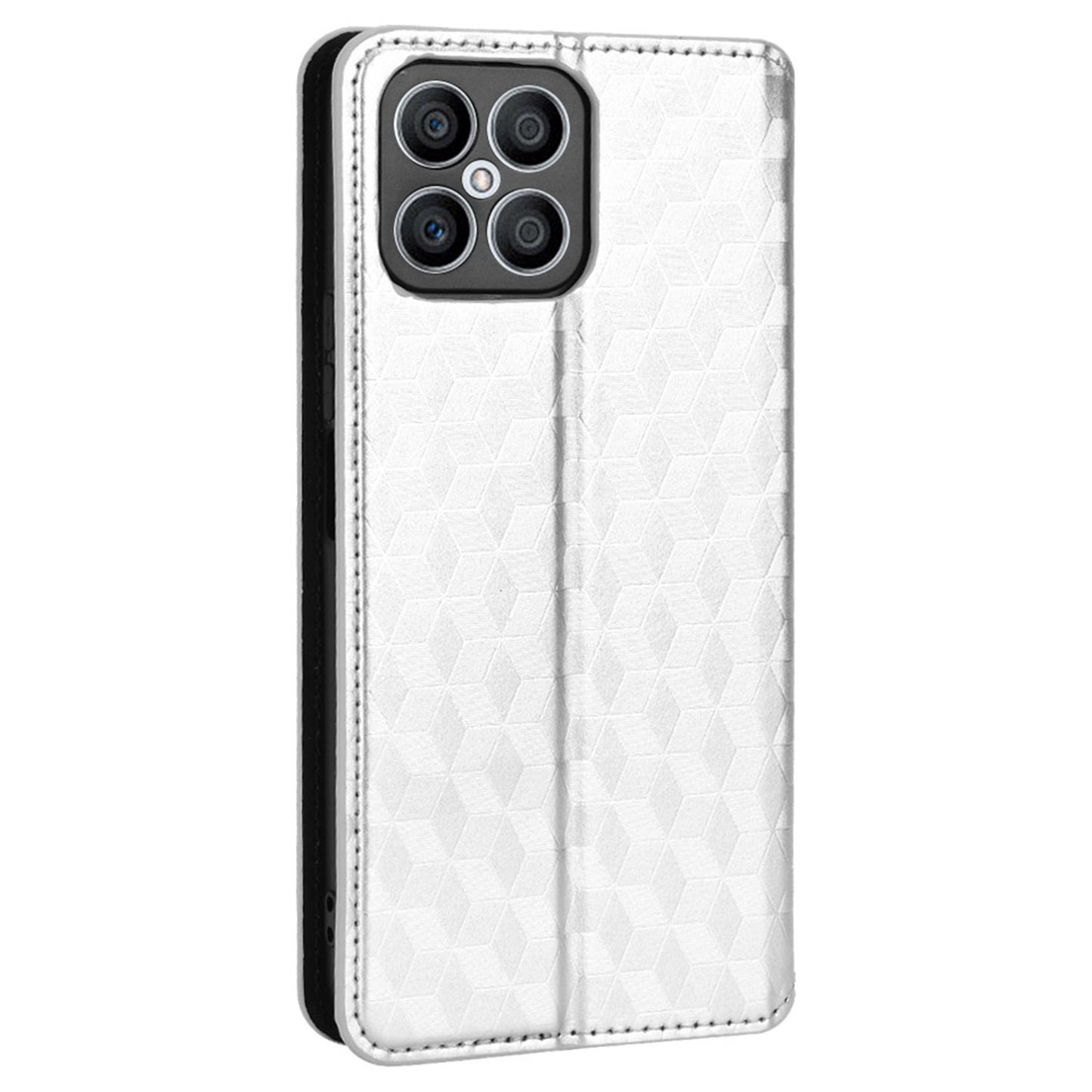 For Honor X8 / X30i Magnetic Auto-absorbed PU Leather Case Imprinting Rhombus Pattern Phone Wallet Stand Cover
