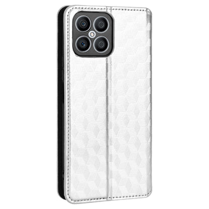 For Honor X8 / X30i Magnetic Auto-absorbed PU Leather Case Imprinting Rhombus Pattern Phone Wallet Stand Cover