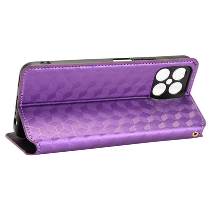 For Honor X8 / X30i Magnetic Auto-absorbed PU Leather Case Imprinting Rhombus Pattern Phone Wallet Stand Cover