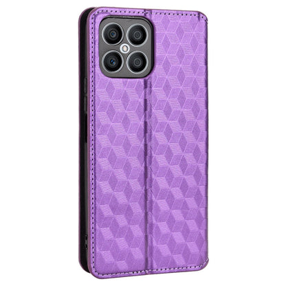 For Honor X8 / X30i Magnetic Auto-absorbed PU Leather Case Imprinting Rhombus Pattern Phone Wallet Stand Cover