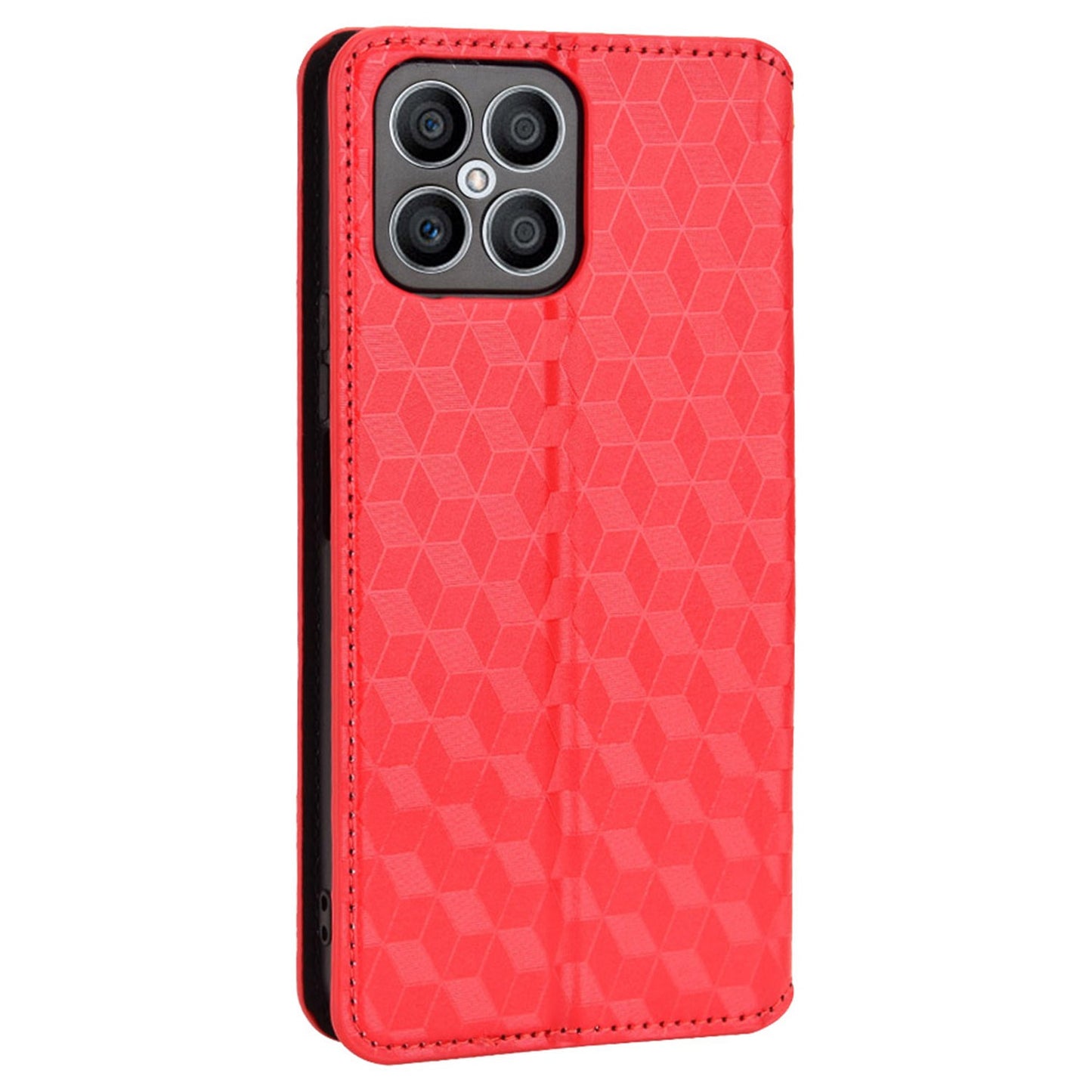 For Honor X8 / X30i Magnetic Auto-absorbed PU Leather Case Imprinting Rhombus Pattern Phone Wallet Stand Cover