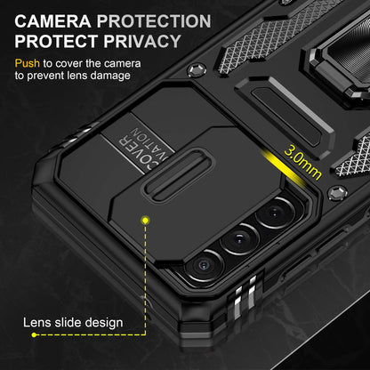For Samsung Galaxy A52 4G / 5G  /  A52s 5G Anti-scratch Phone Case Slide Camera Cover PC + TPU Ring Kickstand Cell Phone Shell