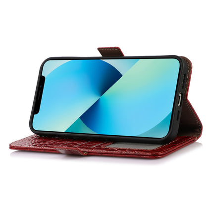 For Honor X40i 5G Anti-scratch Crocodile Texture Phone Case Genuine Cowhide Leather Wallet Stand RFID Blocking Folio Magnetic Closure Phone Cover