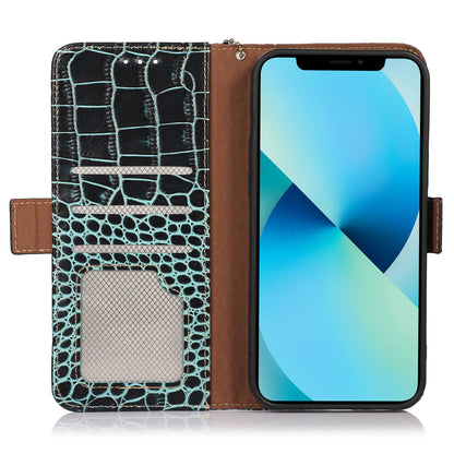 For Honor X40i 5G Anti-scratch Crocodile Texture Phone Case Genuine Cowhide Leather Wallet Stand RFID Blocking Folio Magnetic Closure Phone Cover