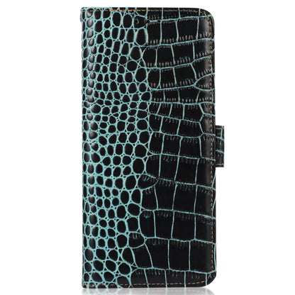 For Honor X40i 5G Anti-scratch Crocodile Texture Phone Case Genuine Cowhide Leather Wallet Stand RFID Blocking Folio Magnetic Closure Phone Cover
