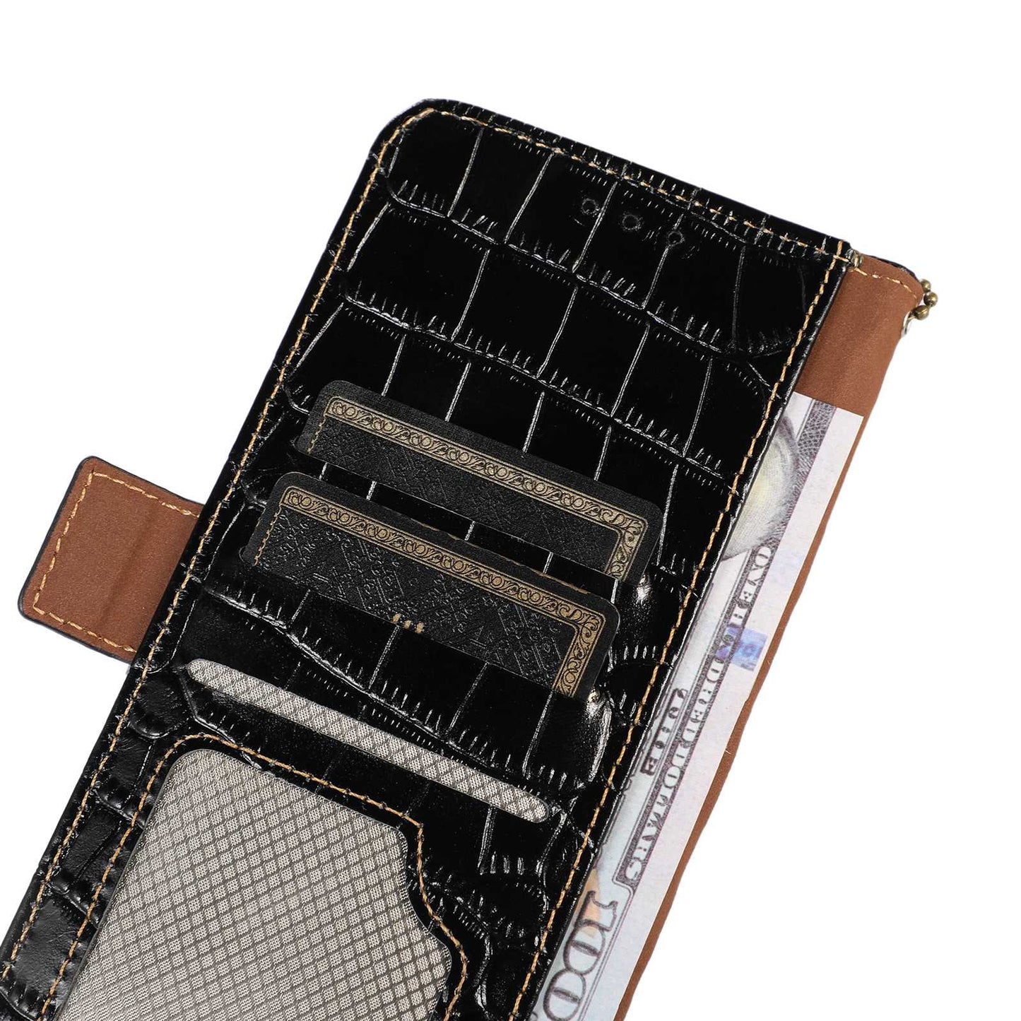 For Honor X40i 5G Anti-scratch Crocodile Texture Phone Case Genuine Cowhide Leather Wallet Stand RFID Blocking Folio Magnetic Closure Phone Cover