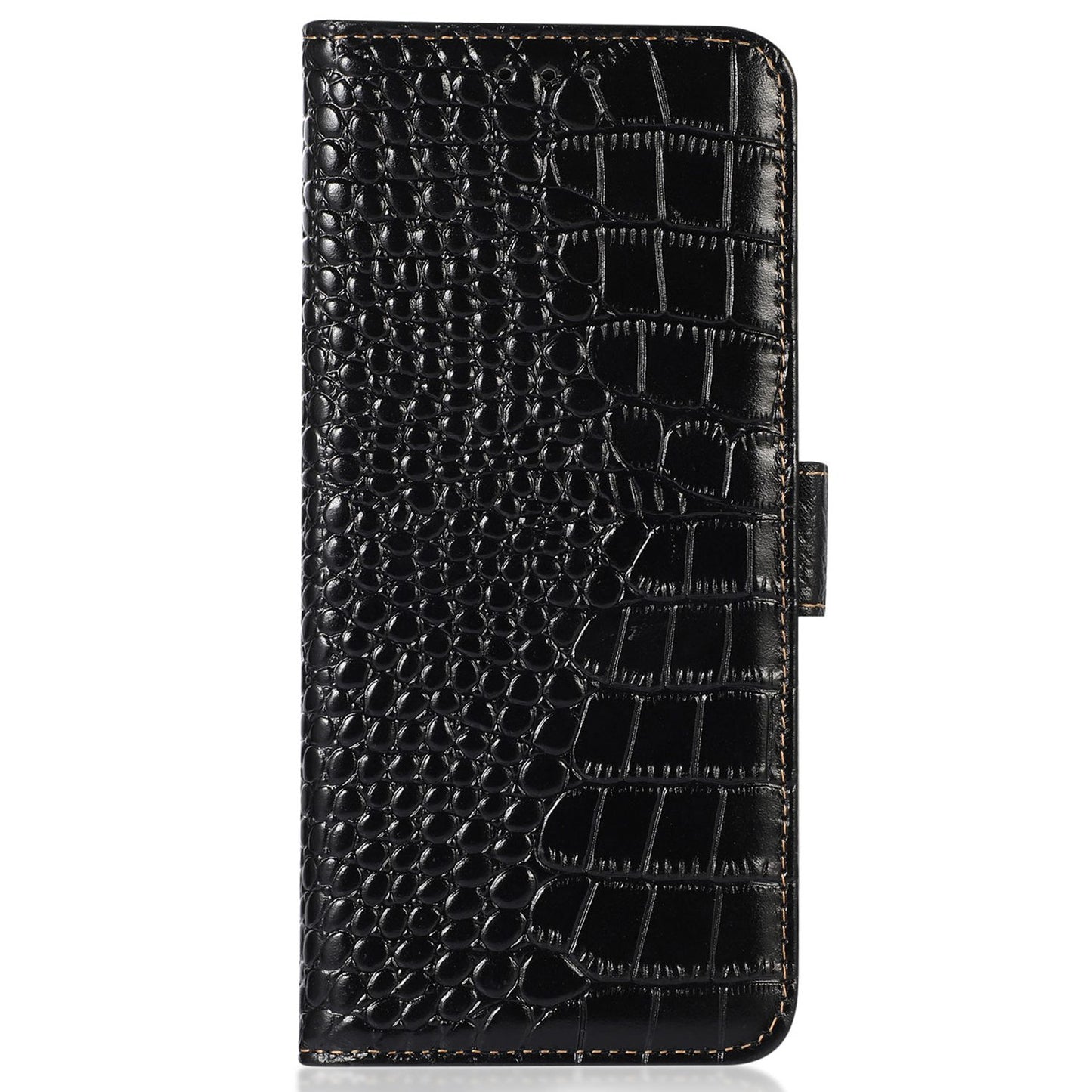For Honor X40i 5G Anti-scratch Crocodile Texture Phone Case Genuine Cowhide Leather Wallet Stand RFID Blocking Folio Magnetic Closure Phone Cover
