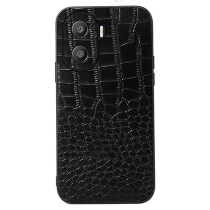 For Honor X40i 5G Shockproof Phone Case Crocodile Texture Genuine Cowhide Leather Coating Protective Phone Back Cover