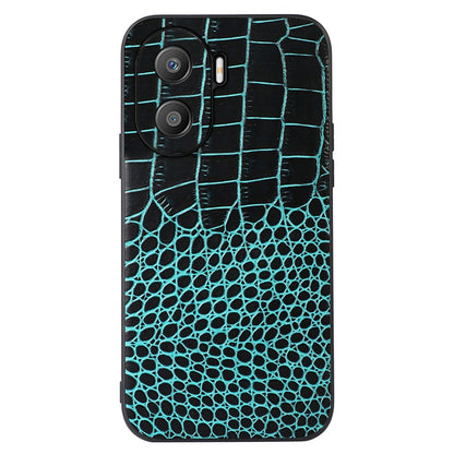For Honor X40i 5G Shockproof Phone Case Crocodile Texture Genuine Cowhide Leather Coating Protective Phone Back Cover