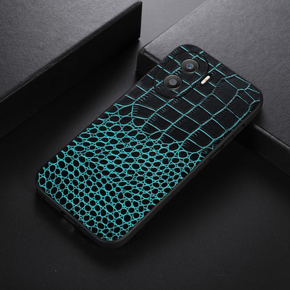 For Honor X40i 5G Shockproof Phone Case Crocodile Texture Genuine Cowhide Leather Coating Protective Phone Back Cover