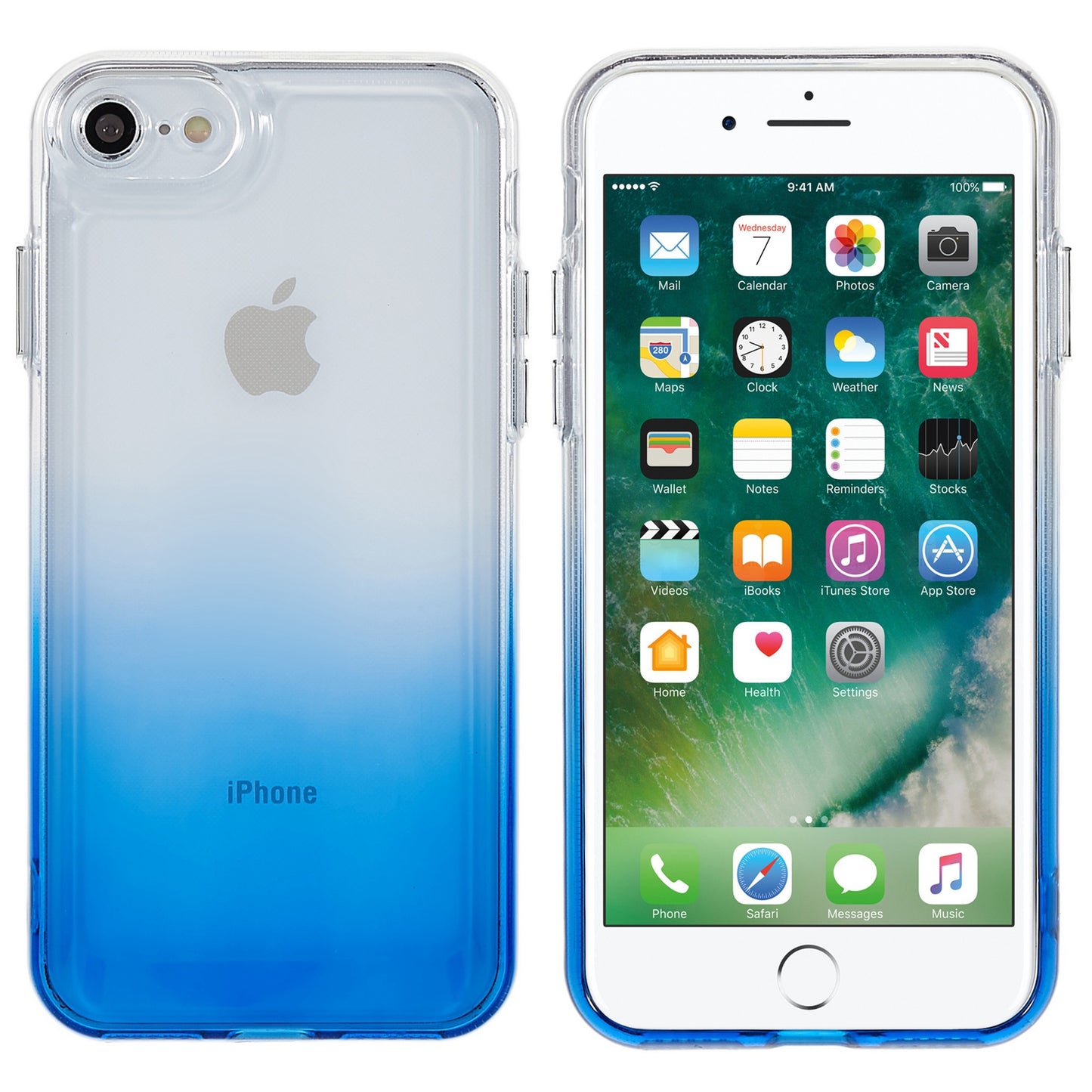 For iPhone 7 / 8 / SE (2020) / SE (2022) Gradient TPU Case Electroplating Buttons Mobile Phone Back Cover