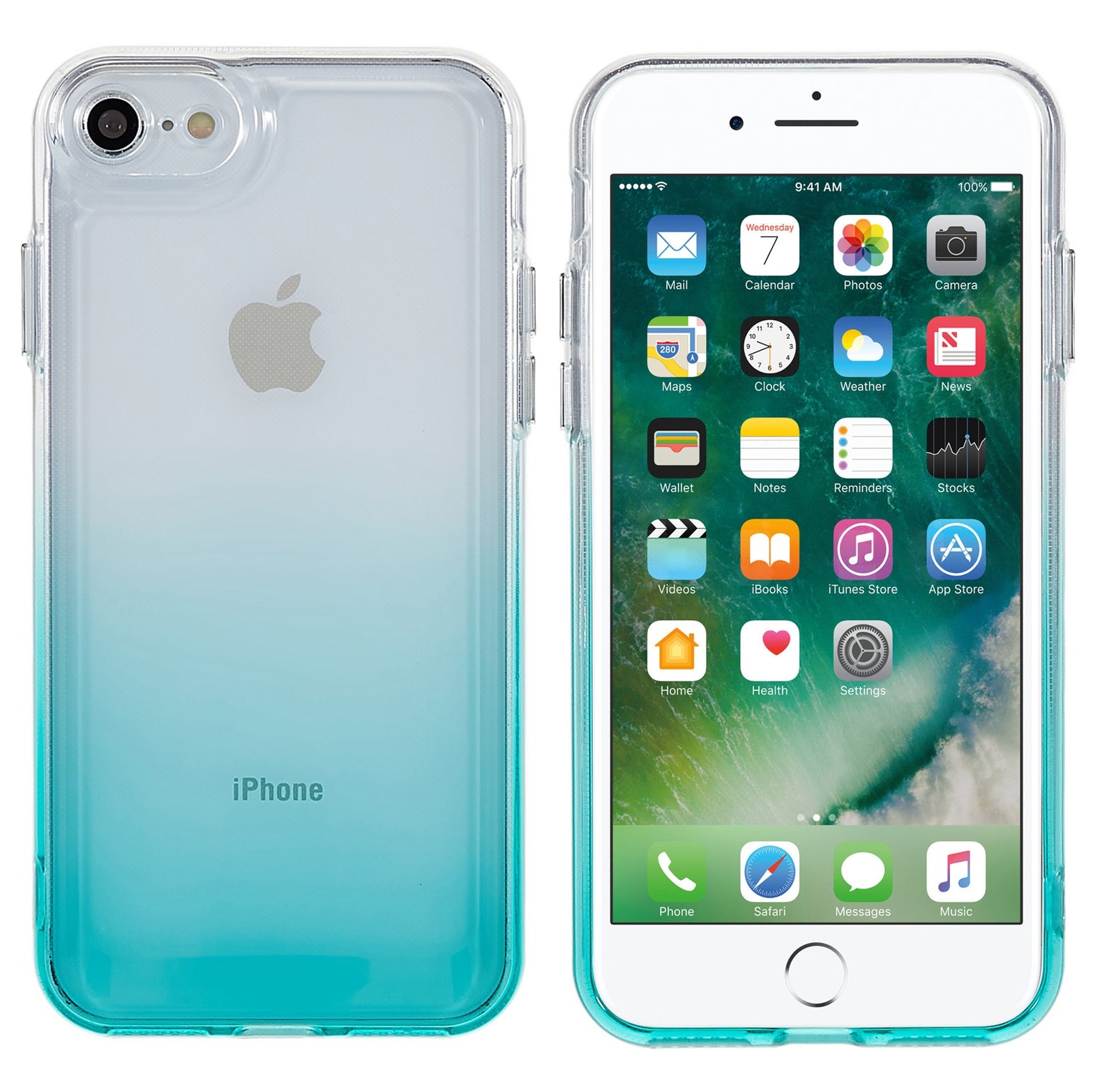 For iPhone 7 / 8 / SE (2020) / SE (2022) Gradient TPU Case Electroplating Buttons Mobile Phone Back Cover