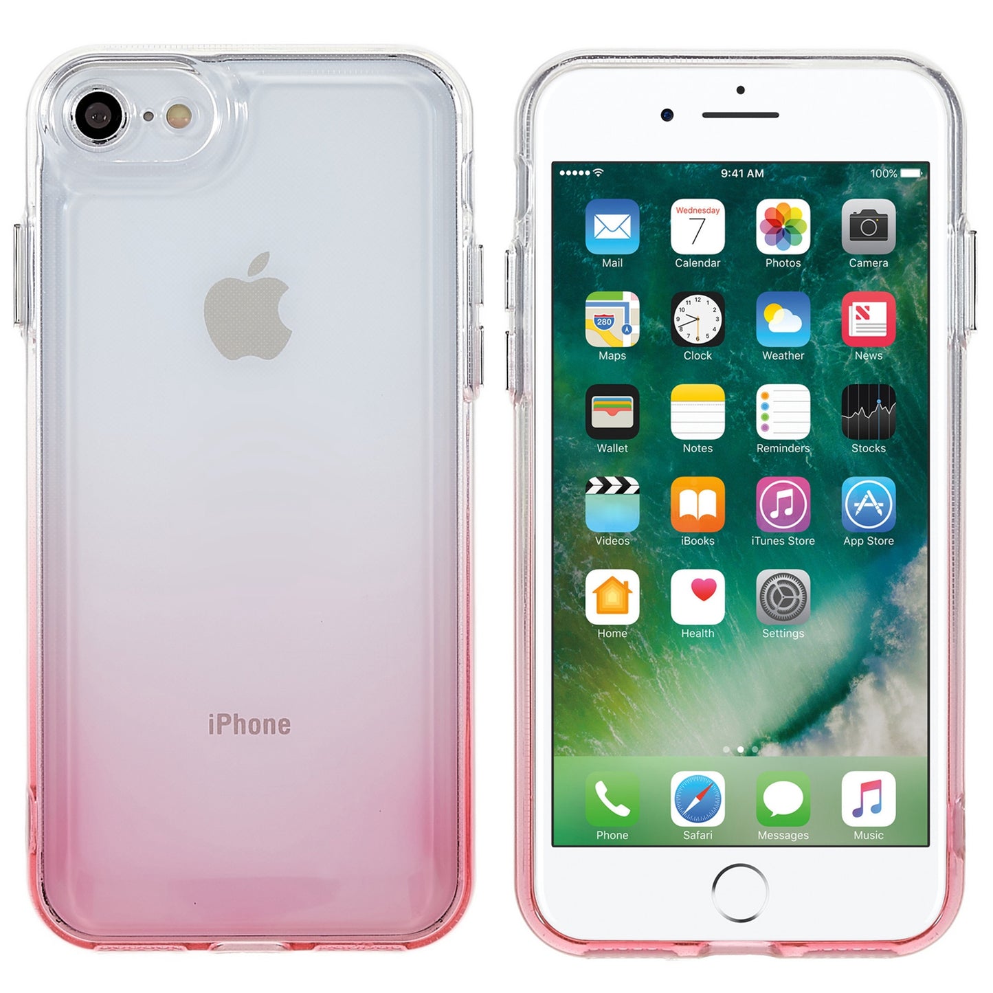 For iPhone 7 / 8 / SE (2020) / SE (2022) Gradient TPU Case Electroplating Buttons Mobile Phone Back Cover