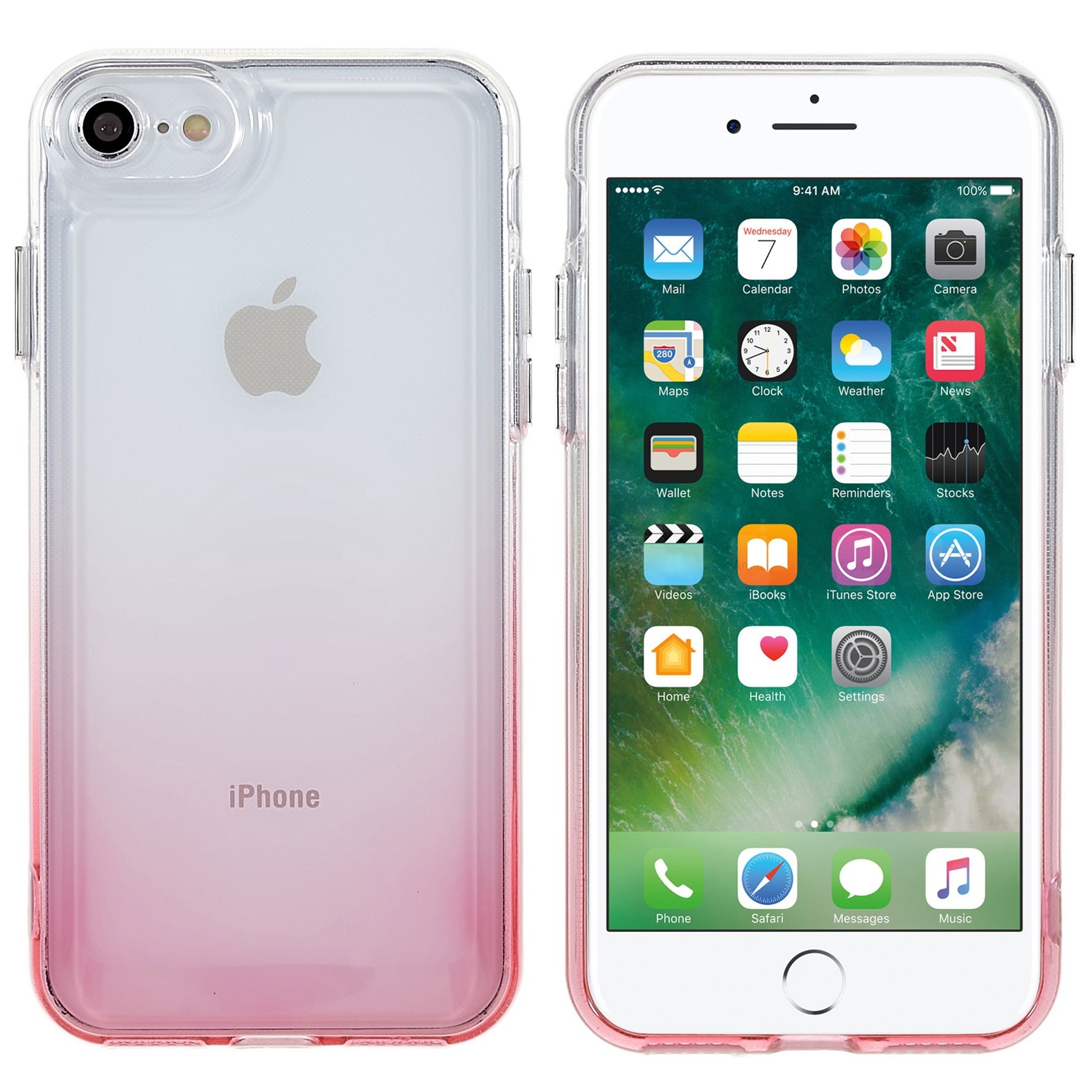 For iPhone 7 / 8 / SE (2020) / SE (2022) Gradient TPU Case Electroplating Buttons Mobile Phone Back Cover