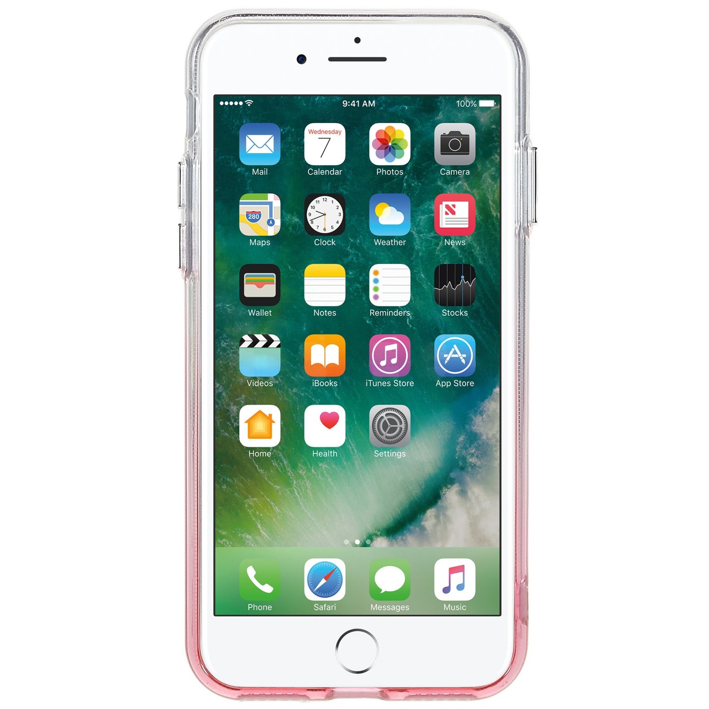 For iPhone 7 / 8 / SE (2020) / SE (2022) Gradient TPU Case Electroplating Buttons Mobile Phone Back Cover