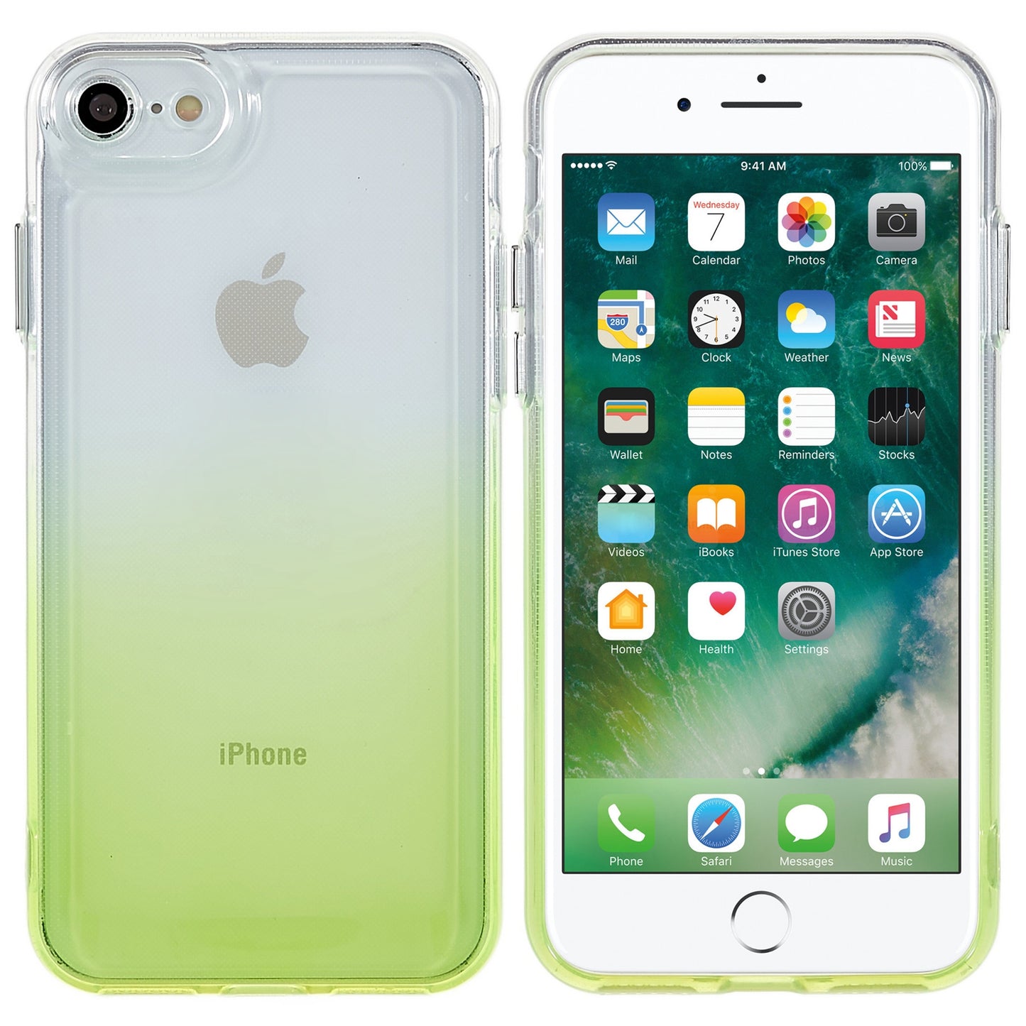 For iPhone 7 / 8 / SE (2020) / SE (2022) Gradient TPU Case Electroplating Buttons Mobile Phone Back Cover