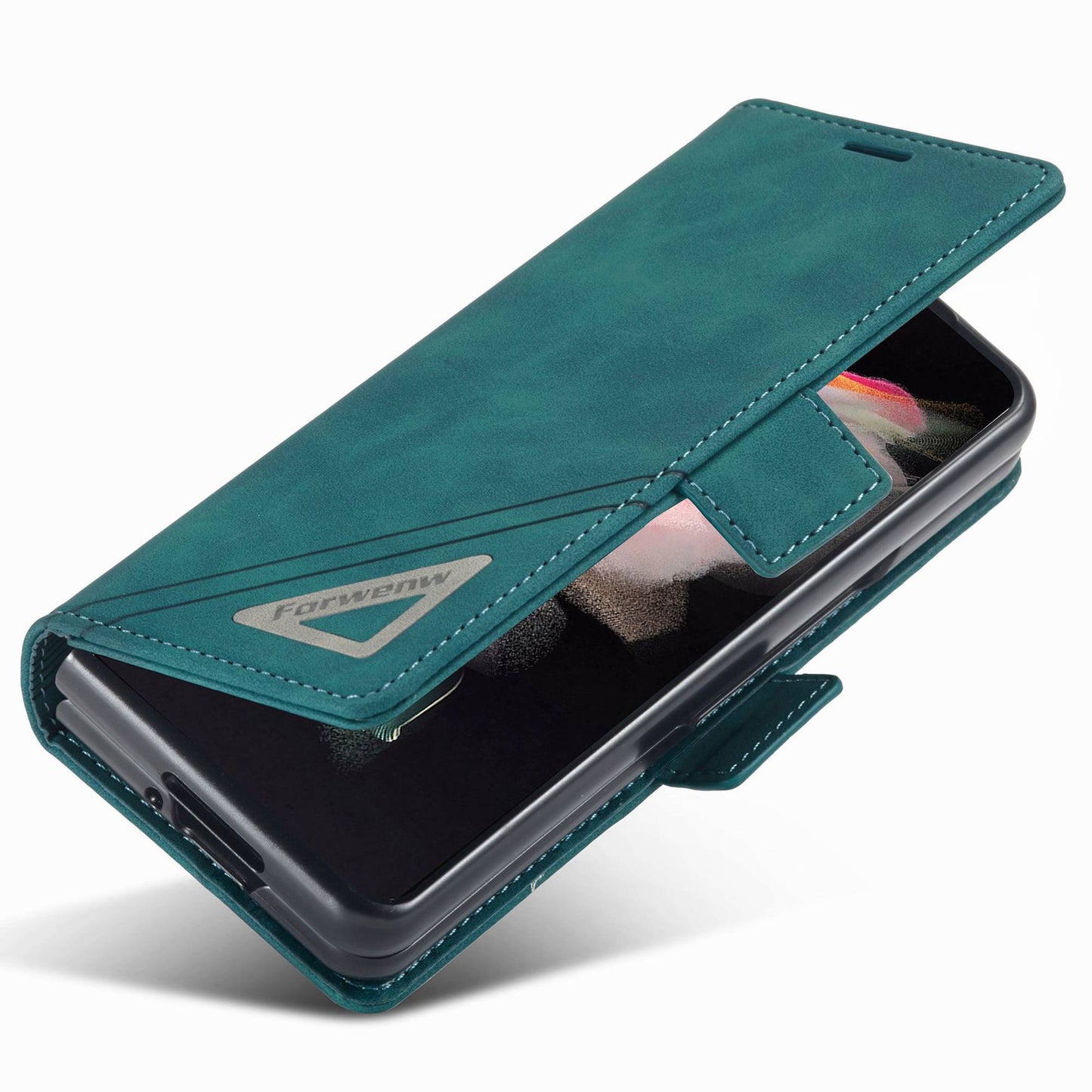 FORWENW F3-Series For Samsung Galaxy Z Fold3 5G Anti-fall Flip Wallet Case PU Leather Protective Cover with Stand Phone Shell