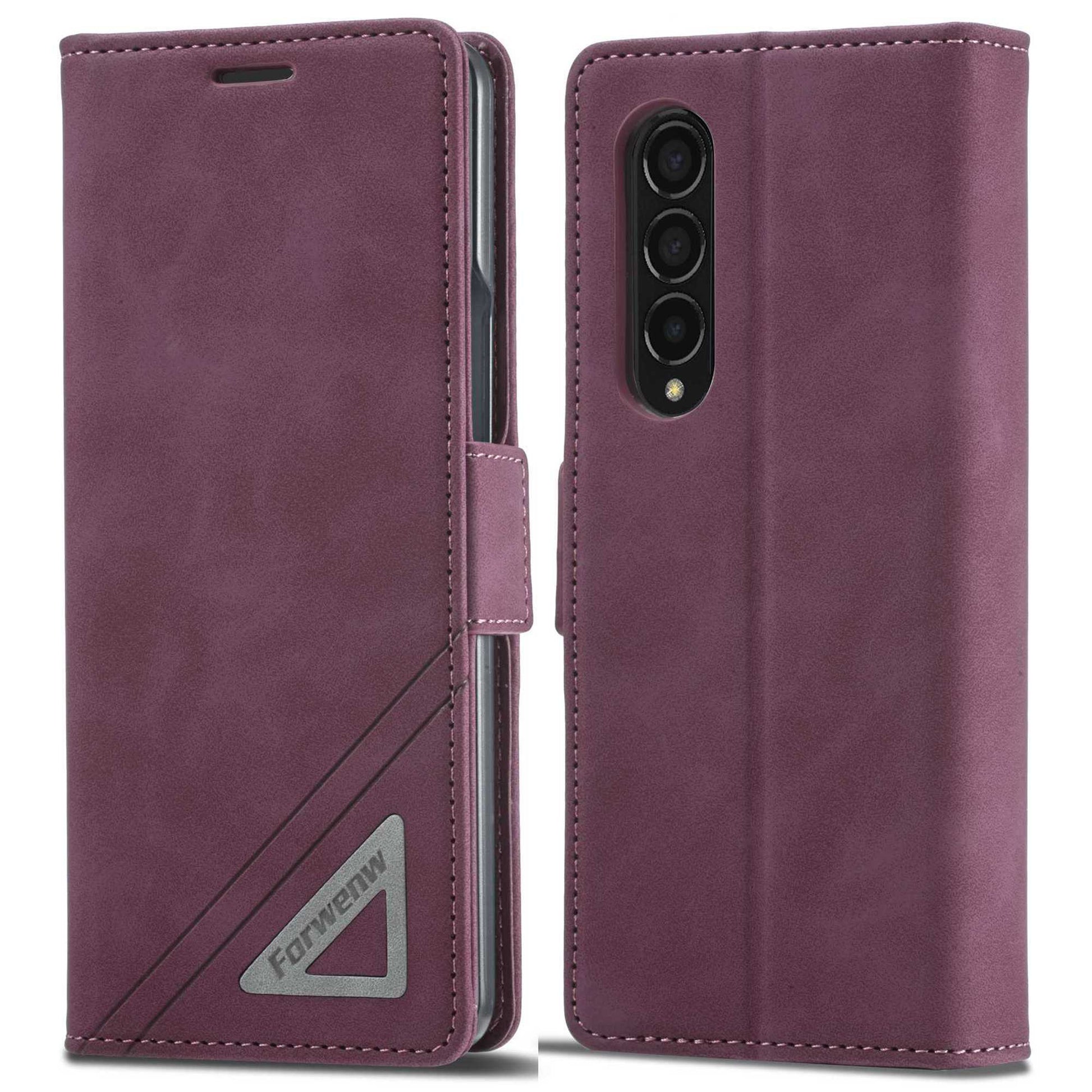 FORWENW F3-Series For Samsung Galaxy Z Fold3 5G Anti-fall Flip Wallet Case PU Leather Protective Cover with Stand Phone Shell