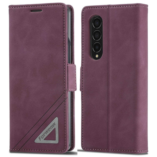 FORWENW F3-Series For Samsung Galaxy Z Fold3 5G Anti-fall Flip Wallet Case PU Leather Protective Cover with Stand Phone Shell