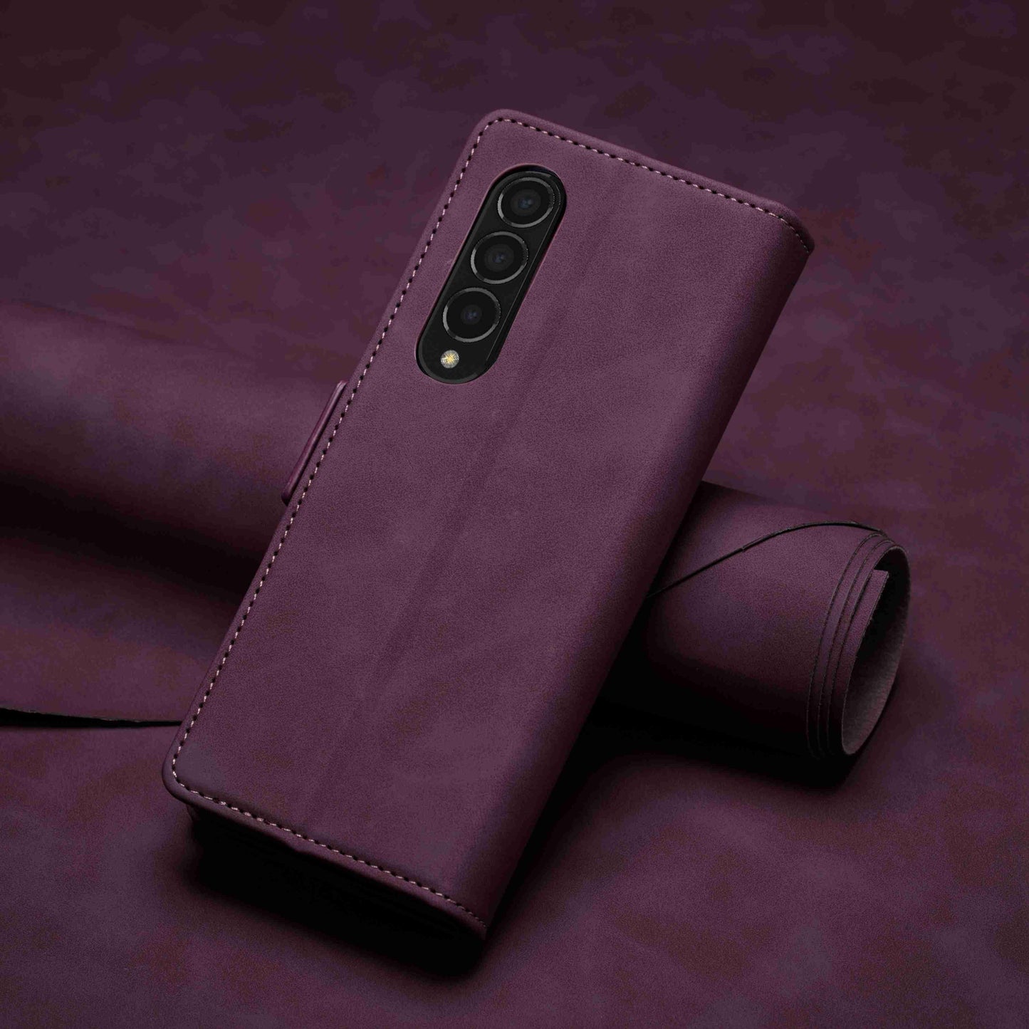 FORWENW F3-Series For Samsung Galaxy Z Fold3 5G Anti-fall Flip Wallet Case PU Leather Protective Cover with Stand Phone Shell