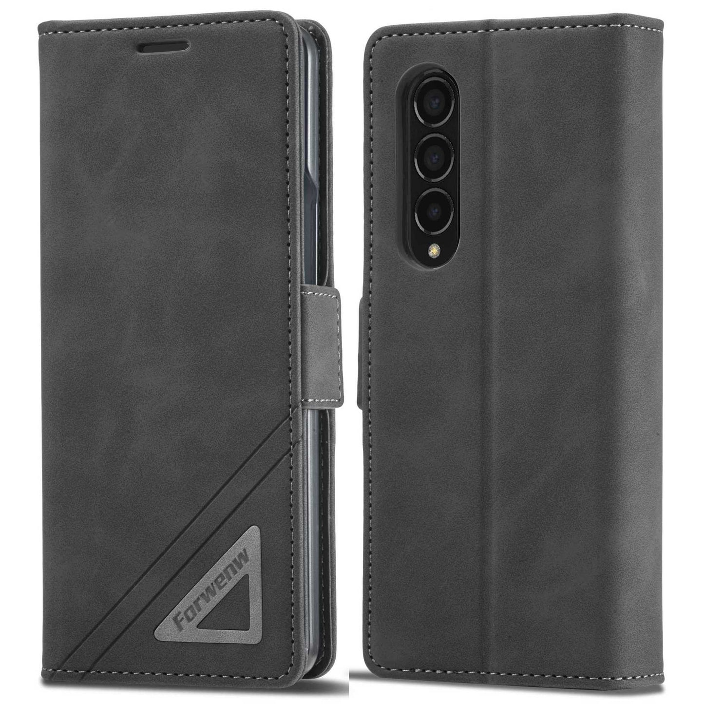 FORWENW F3-Series For Samsung Galaxy Z Fold3 5G Anti-fall Flip Wallet Case PU Leather Protective Cover with Stand Phone Shell